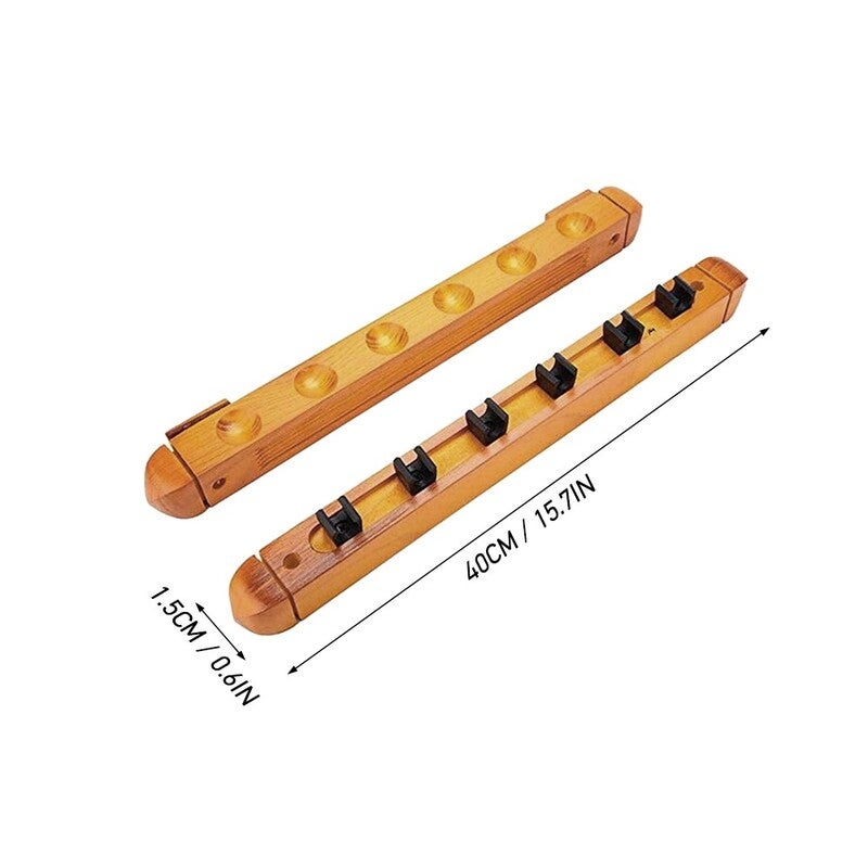 6 Cue Wall Mount Wood Rack Billiard 02