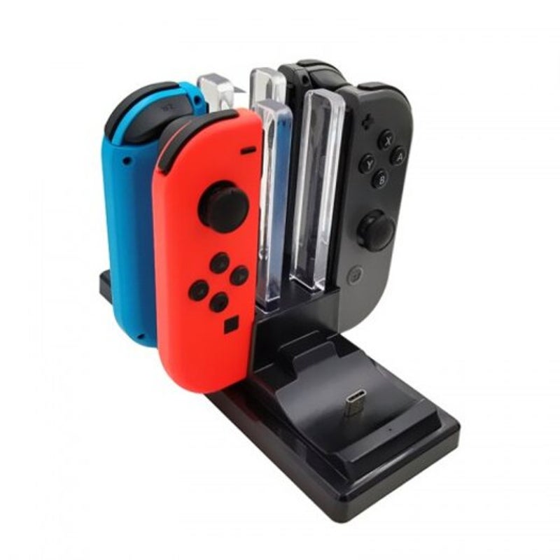 6 In 1 Charging Station For Nintendo Switch Joy Con Controllers And Pro Black