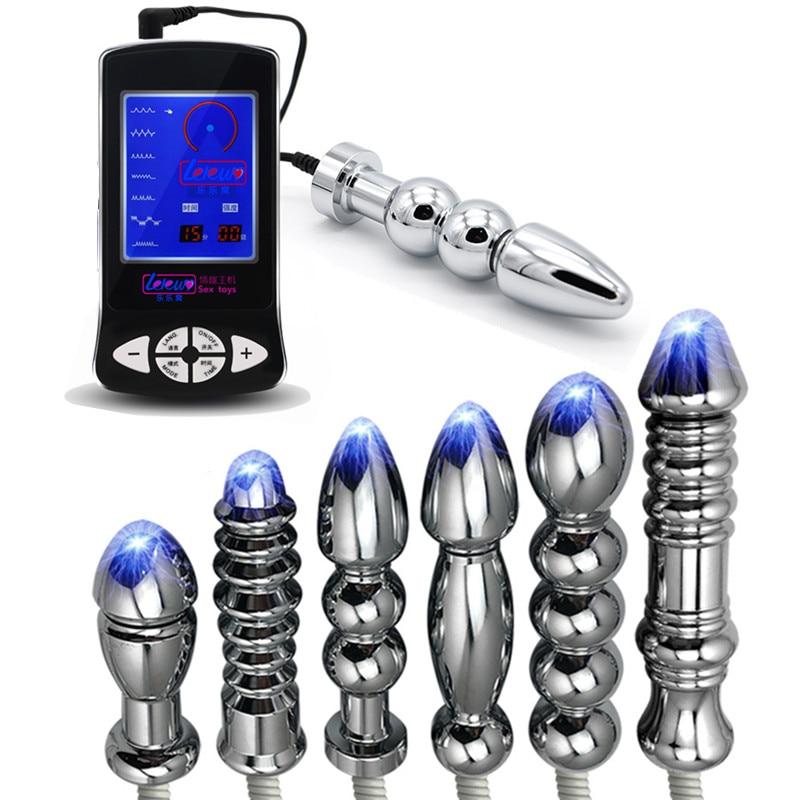 House Of Dasein Electric Shock Metal Butt Plug Electro Play Stainless Steel Anal Beads Bdsm Kink Fetish