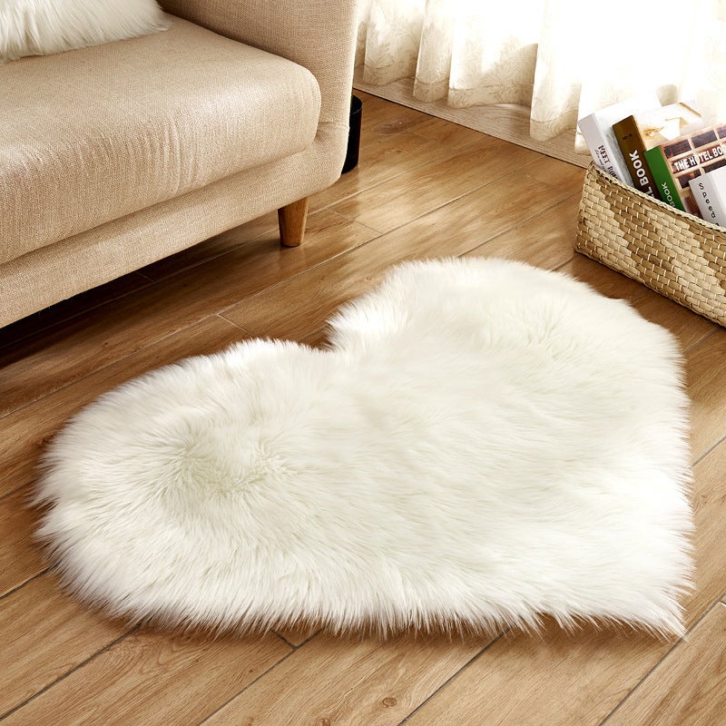 40X50cm Heart Shaped Artificial Fur Rug Carpet Mat