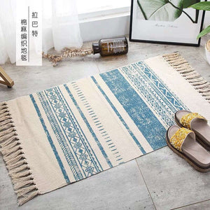 60 X 90Cm Retro Bohemian Hand Woven Cotton Linen Carpet Rug