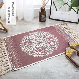 60 X 90Cm Retro Bohemian Hand Woven Cotton Linen Carpet Rug