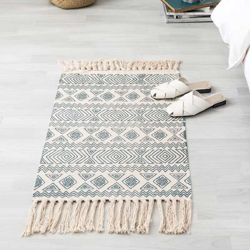 60 X 90Cm Retro Bohemian Hand Woven Cotton Linen Carpet Rug