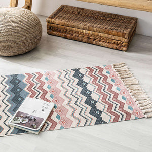 60 X 90Cm Retro Bohemian Hand Woven Cotton Linen Carpet Rug