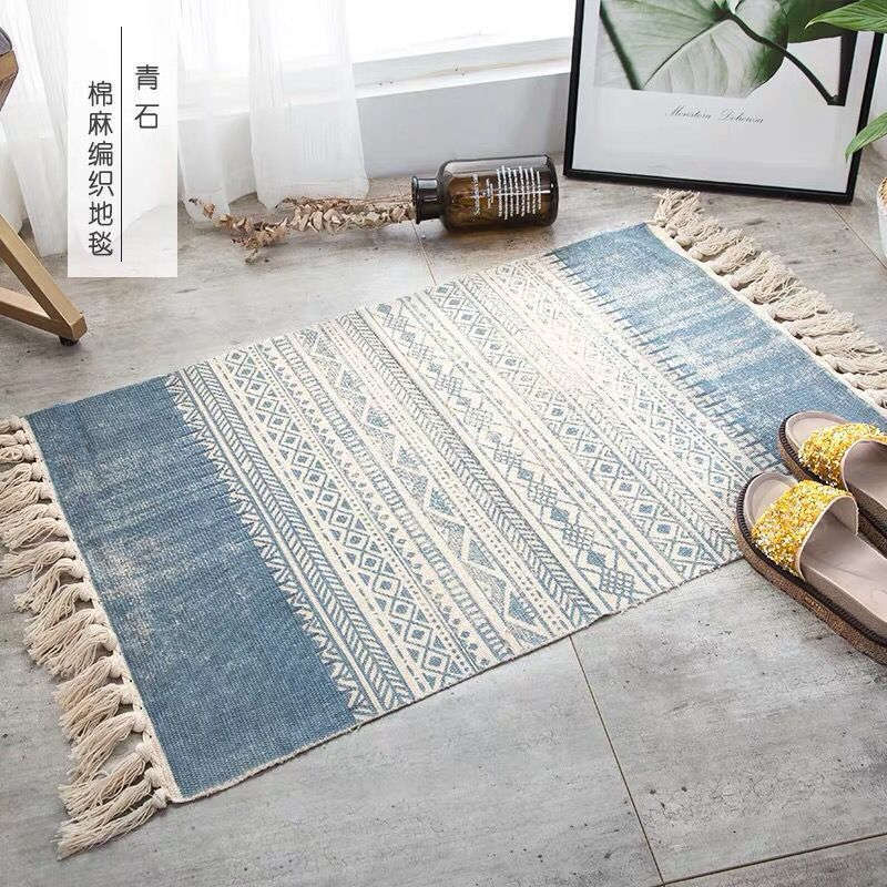 60 X 90Cm Retro Bohemian Hand Woven Cotton Linen Carpet Rug