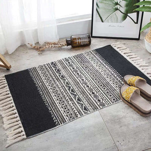 60 X 90Cm Retro Bohemian Hand Woven Cotton Linen Carpet Rug