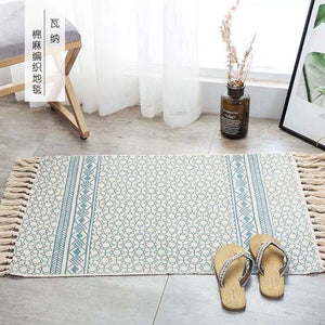 60 X 90Cm Retro Bohemian Hand Woven Cotton Linen Carpet Rug