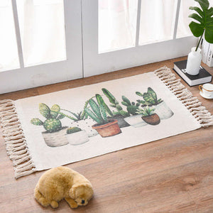 60 X 90Cm Retro Bohemian Hand Woven Cotton Linen Carpet Rug