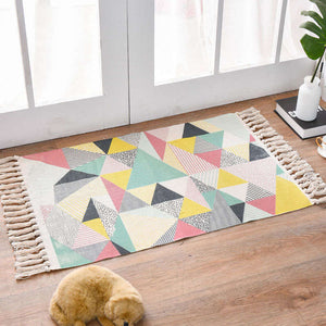 60 X 90Cm Retro Bohemian Hand Woven Cotton Linen Carpet Rug