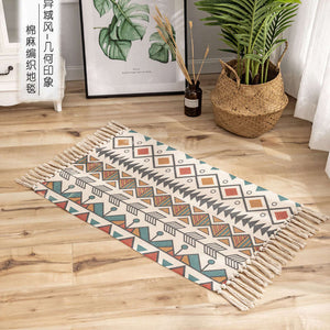 60 X 90Cm Retro Bohemian Hand Woven Cotton Linen Carpet Rug