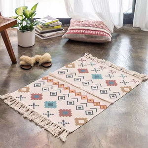 60 X 90Cm Retro Bohemian Hand Woven Cotton Linen Carpet Rug