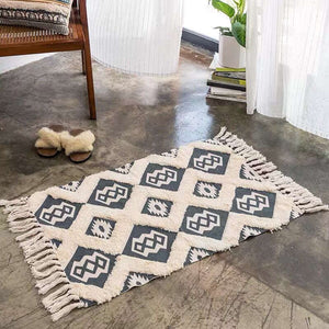 60 X 90Cm Retro Bohemian Hand Woven Cotton Linen Carpet Rug