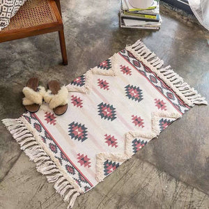 60 X 90Cm Retro Bohemian Hand Woven Cotton Linen Carpet Rug