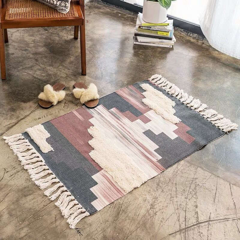 60 X 90Cm Retro Bohemian Hand Woven Cotton Linen Carpet Rug