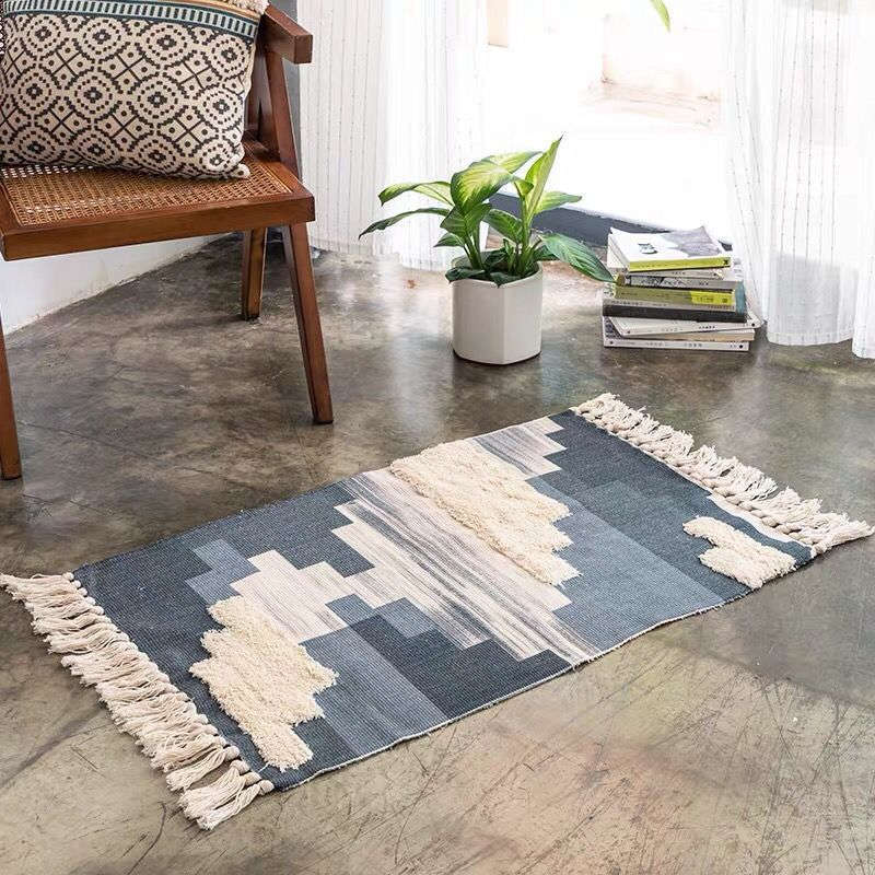 60 X 90Cm Retro Bohemian Hand Woven Cotton Linen Carpet Rug