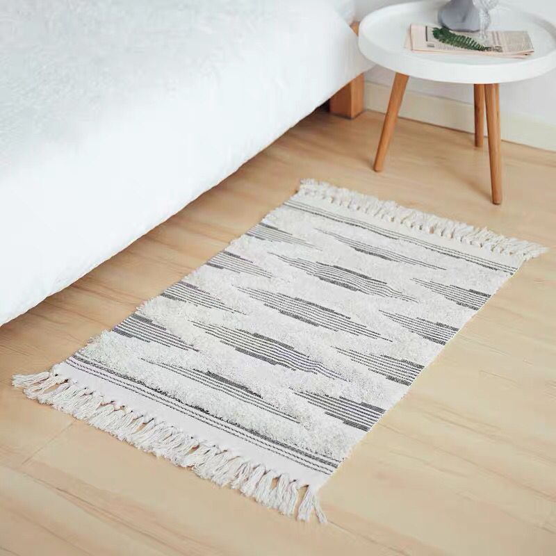 60 X 90Cm Retro Bohemian Hand Woven Cotton Linen Carpet Rug