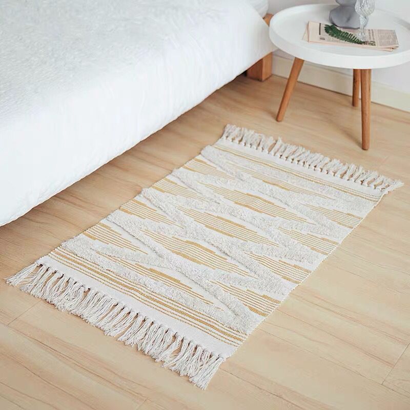 60 X 90Cm Retro Bohemian Hand Woven Cotton Linen Carpet Rug