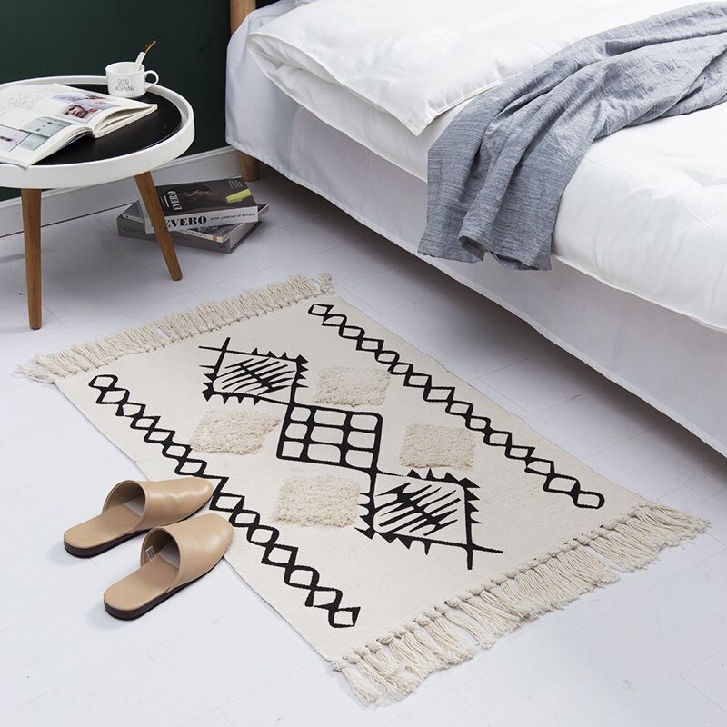 60 X 90Cm Retro Bohemian Hand Woven Cotton Linen Carpet Rug