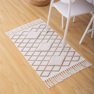 60 X 90Cm Retro Bohemian Hand Woven Cotton Linen Carpet Rug