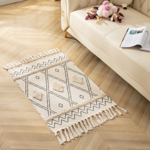 60 X 90Cm Retro Bohemian Hand Woven Cotton Linen Carpet Rug