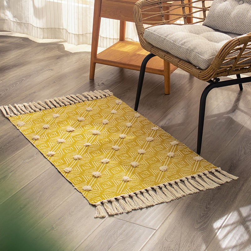 60 X 90Cm Retro Bohemian Hand Woven Cotton Linen Carpet Rug