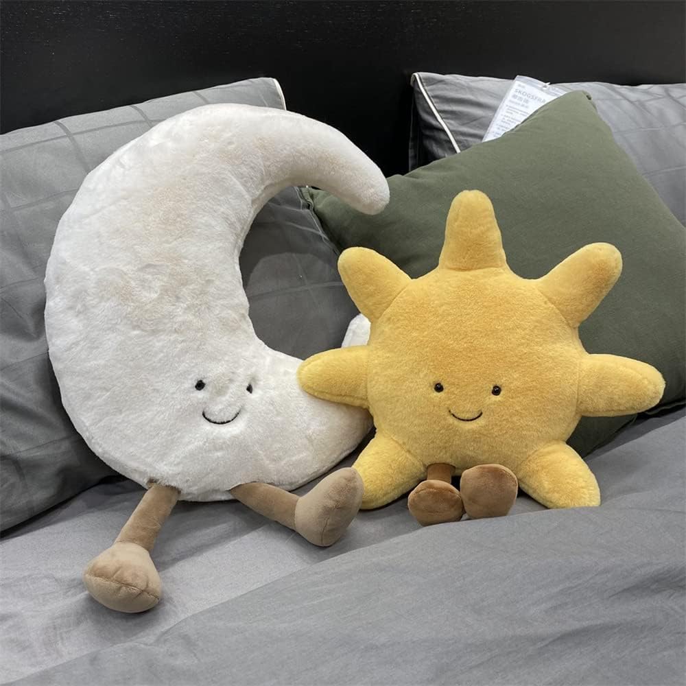 Plush Moon Shape Pillow With Legs Soft Cushion For Garden Decor