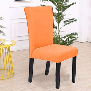 Chair Cover Plain Orange Anti Dirt Elastic Material For Dining Room Kitchen