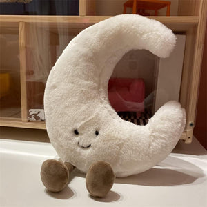 Plush Moon Shape Pillow With Legs Soft Cushion For Garden Decor