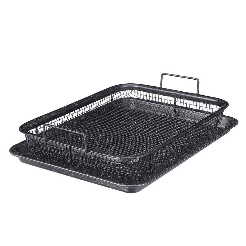 Black Non Stick Mesh Pan Oven Baking Grill Tray Basket