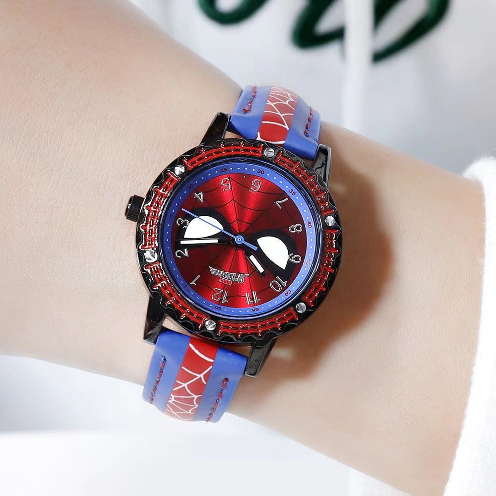 Children Spiderman Quartz Watch Luminous Pointer Boys Wristwatch For Kids