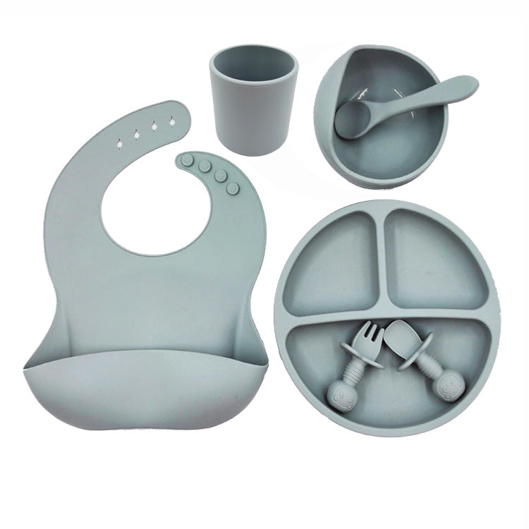 Easy Clean Silicone Baby Bib Cutlery Set Bowl Plate