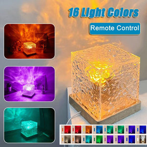 16 Colours Led Water Ripple Ambient Night Light Usb Rotating Projection Lamp