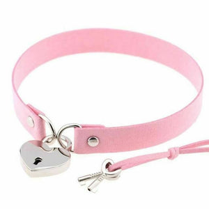 Bdsm Heart Pendant Locking Collar With Key Choker Necklace Slave Restraints