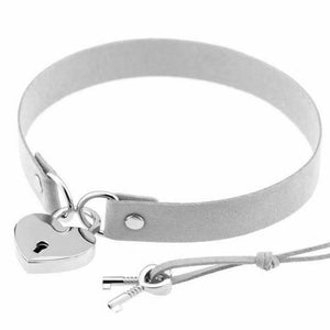 Bdsm Heart Pendant Locking Collar With Key Choker Necklace Slave Restraints