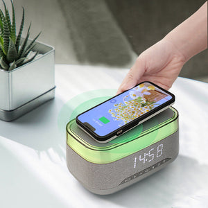 Intelligent Multifunctional Bluetooth Speaker Wireless Charger Alarm Clock Night Light