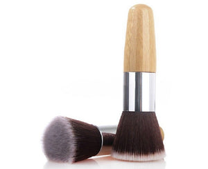 Wooden Handle Flat Top Makeup Brush Blush Foundation Powder Cosmetic Tools