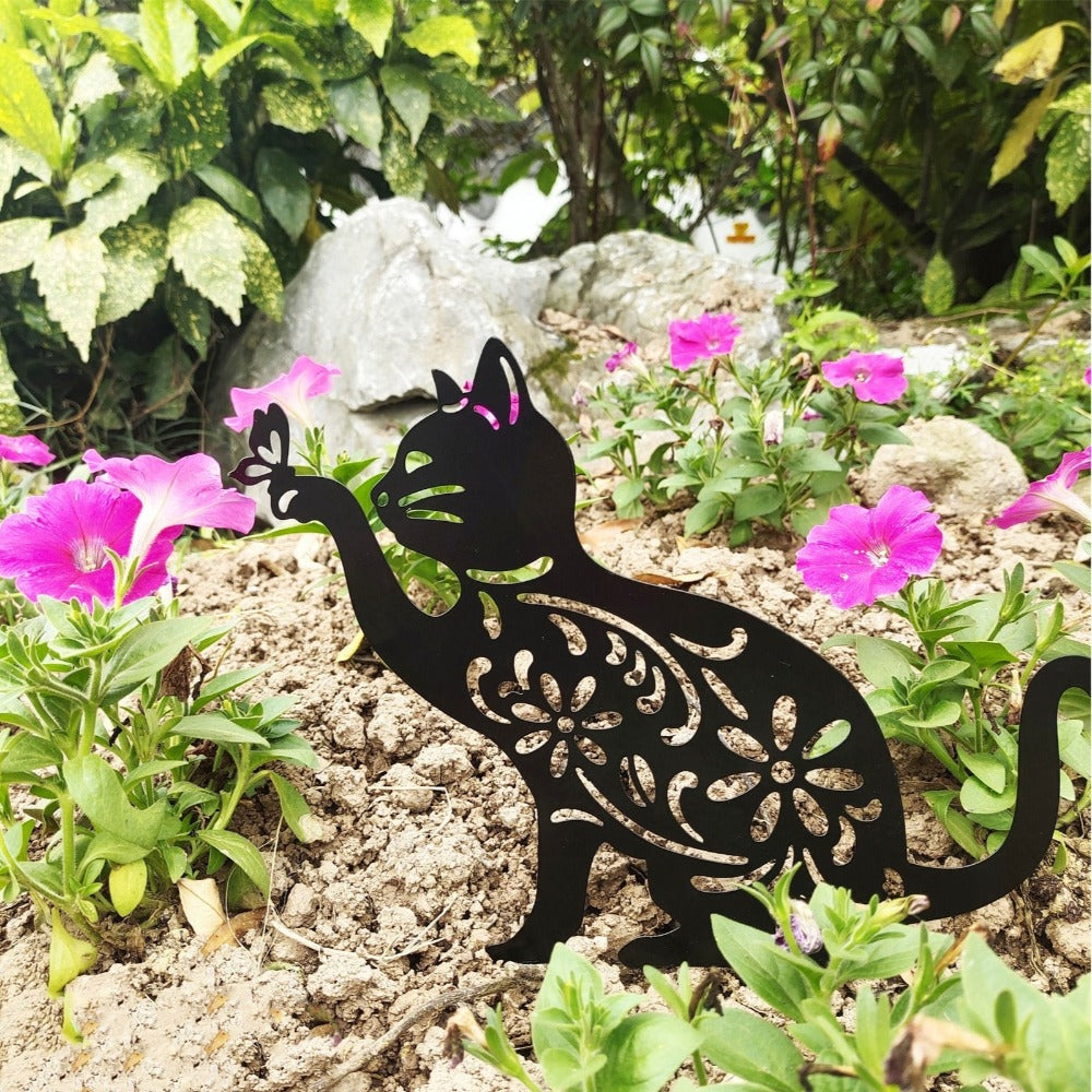 Adorable Black Cat Shape Stake Decor Vivid Aesthetic Acrylic Art Garden