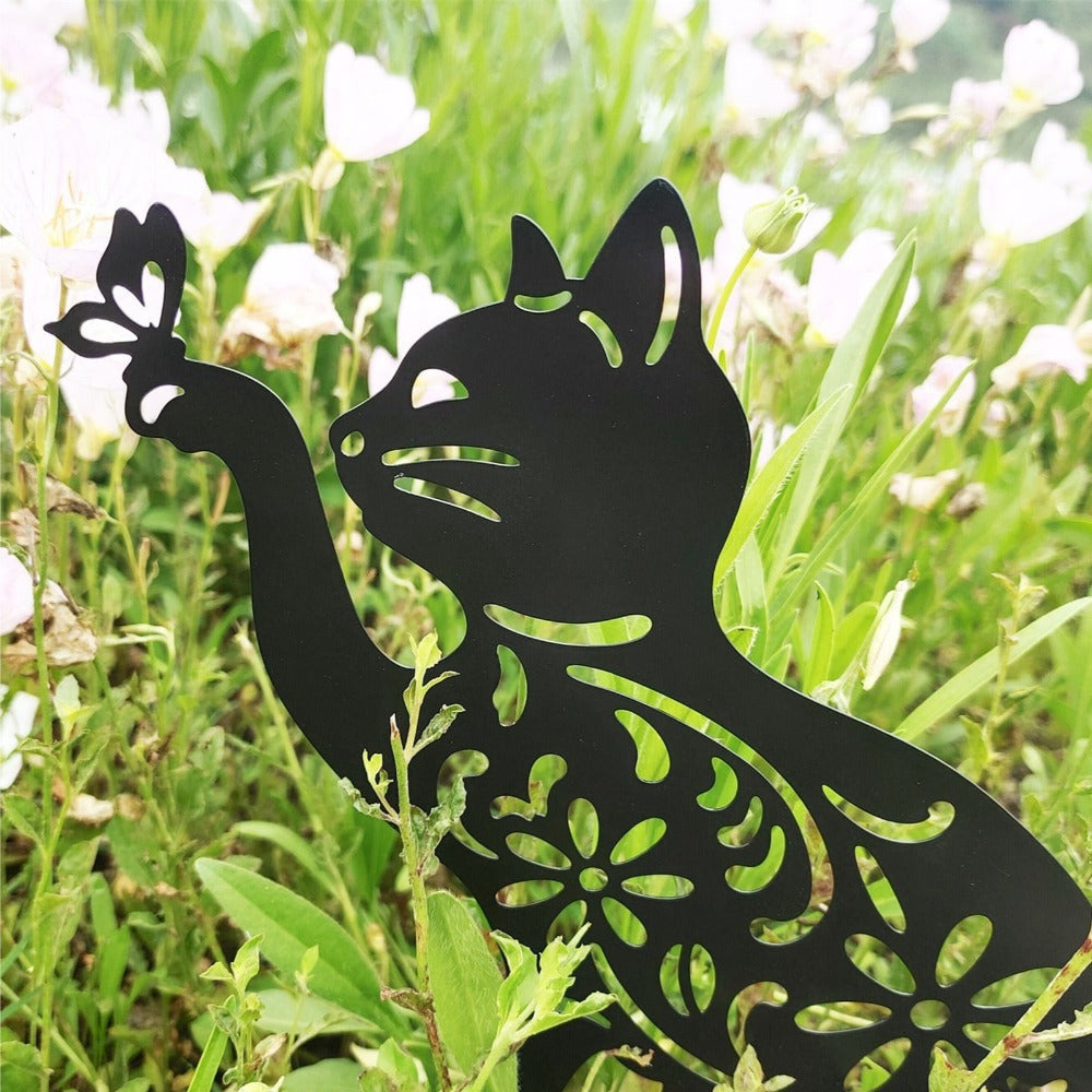 Adorable Black Cat Shape Stake Decor Vivid Aesthetic Acrylic Art Garden