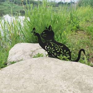 Adorable Black Cat Shape Stake Decor Vivid Aesthetic Acrylic Art Garden