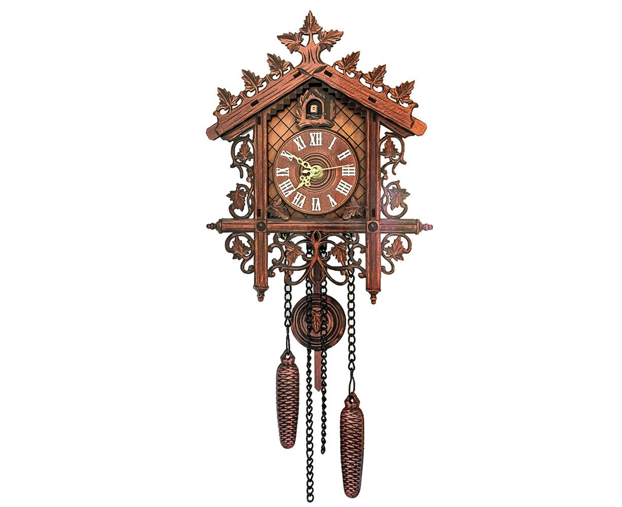 Vintage Wooden Tree House Hanging Cuckoo Wall Clock Home Bedroom Office Decor