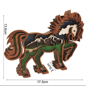 Creative Horse Shape Statue Wood Figurine Home Decor