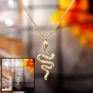 Veile Studios Fashion Lady Snake Pendant Necklace With Zirconia Stylish Party Accessories