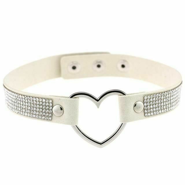 House Of Dasein Heart Rhinestone Bdsm Collar Hollow Necklace Choker Bondage Restraints