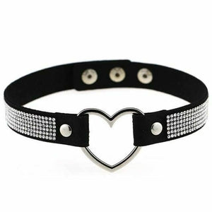 House Of Dasein Heart Rhinestone Bdsm Collar Hollow Necklace Choker Bondage Restraints