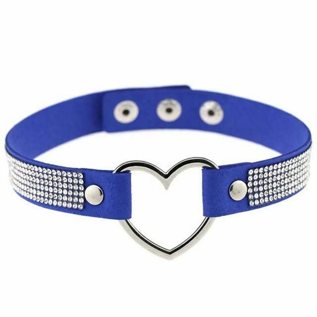 House Of Dasein Heart Rhinestone Bdsm Collar Hollow Necklace Choker Bondage Restraints