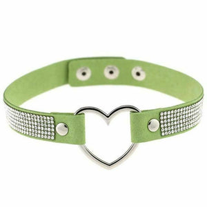 House Of Dasein Heart Rhinestone Bdsm Collar Hollow Necklace Choker Bondage Restraints