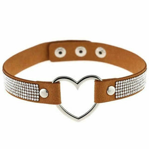 House Of Dasein Heart Rhinestone Bdsm Collar Hollow Necklace Choker Bondage Restraints