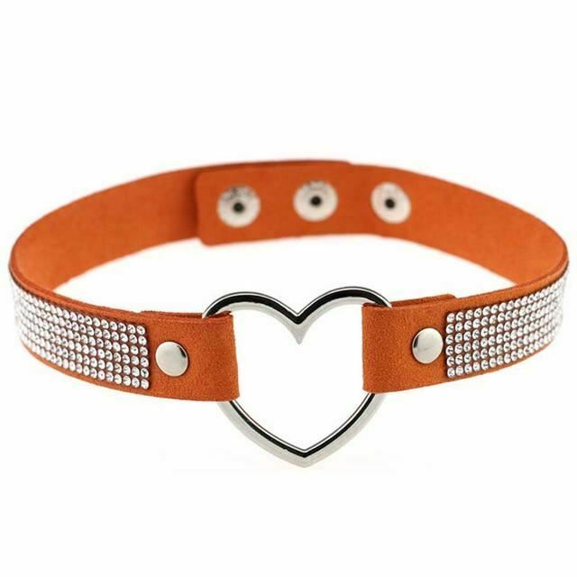 House Of Dasein Heart Rhinestone Bdsm Collar Hollow Necklace Choker Bondage Restraints