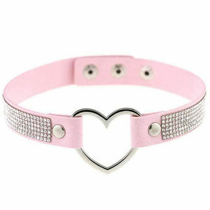 House Of Dasein Heart Rhinestone Bdsm Collar Hollow Necklace Choker Bondage Restraints