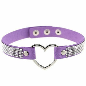 House Of Dasein Heart Rhinestone Bdsm Collar Hollow Necklace Choker Bondage Restraints